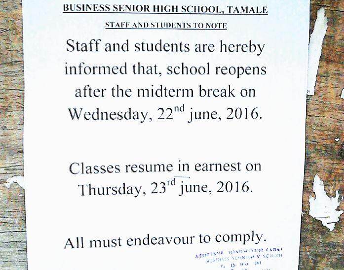Tamale SHSs yet  to resume academic work